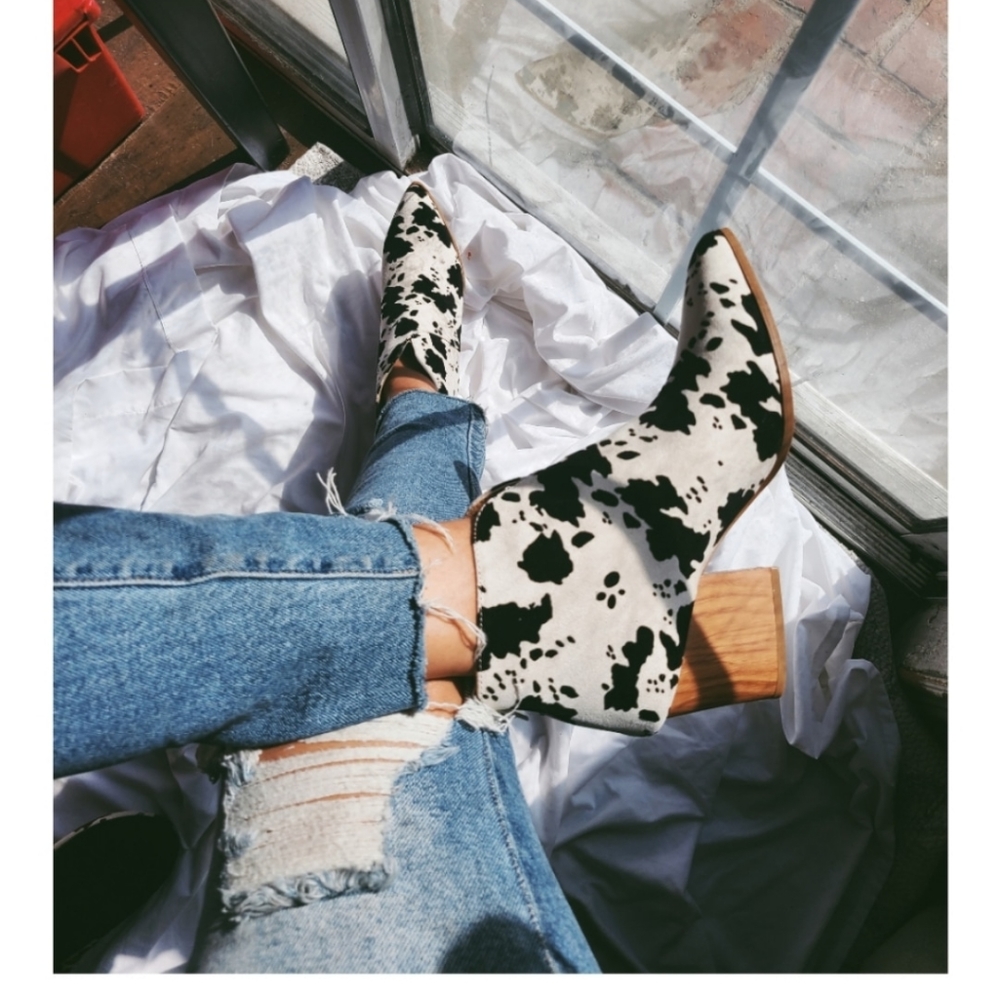 SOLD cow print bootie